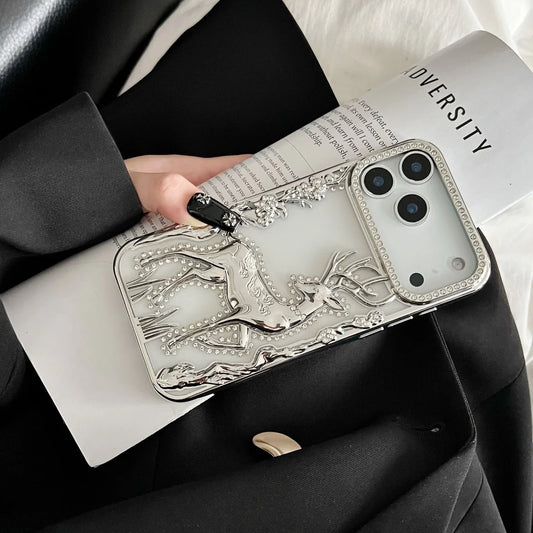 3D Electroplated Crystal Rhinestone Deer Case