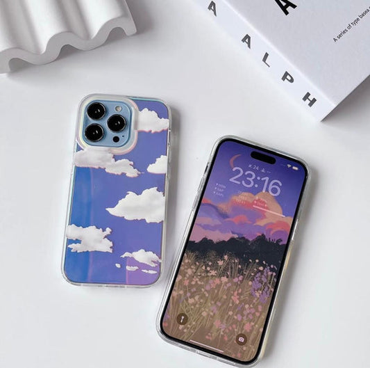 Clear Cloud Holographic Case