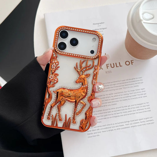 3D Electroplated Crystal Rhinestone Deer Case
