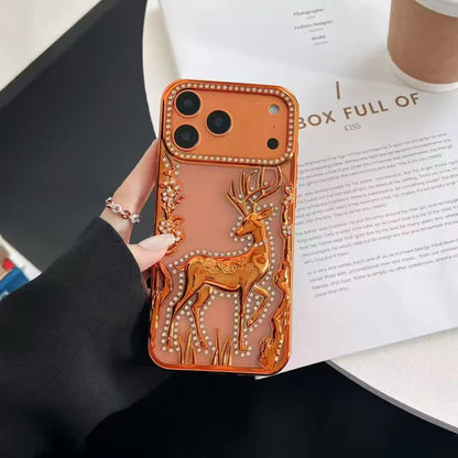 3D Electroplated Crystal Rhinestone Deer Case