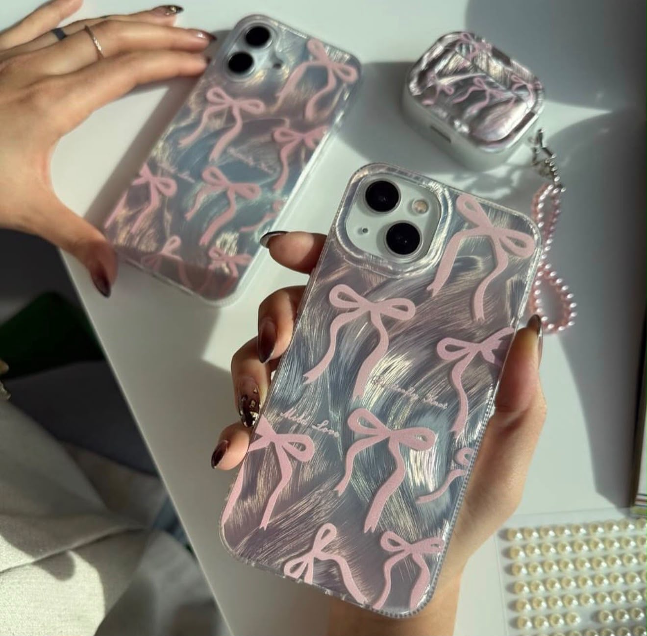 New Pink Ribbon Bow Case