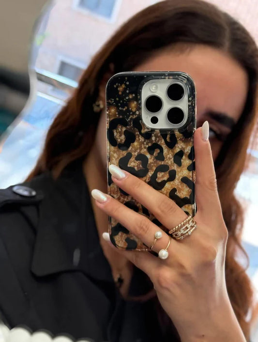 Golden Glitter Cheetah Case