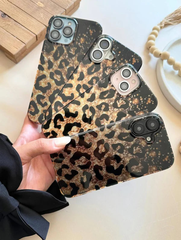 Golden Glitter Cheetah Case